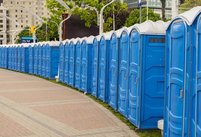Seasonal porta potty units set up at a Upland, California venue